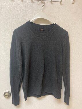 QUINCE Charcoal Gray Organic Cotton/Viscose/Cashmere Blend Crew Neck Sweater (M)
